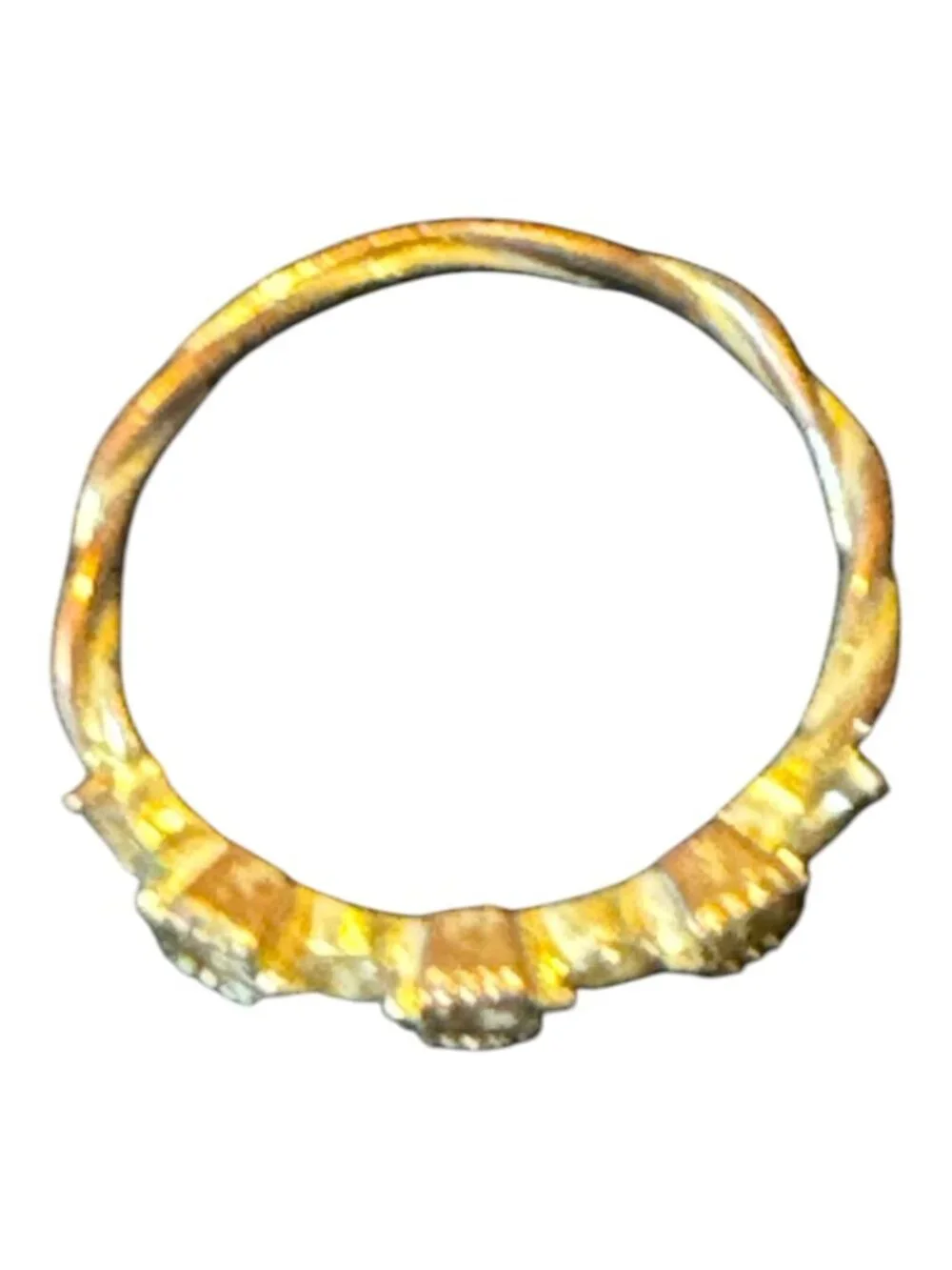 Gold-Toned Cubic Zirconia Eternity Band With Twisted Design